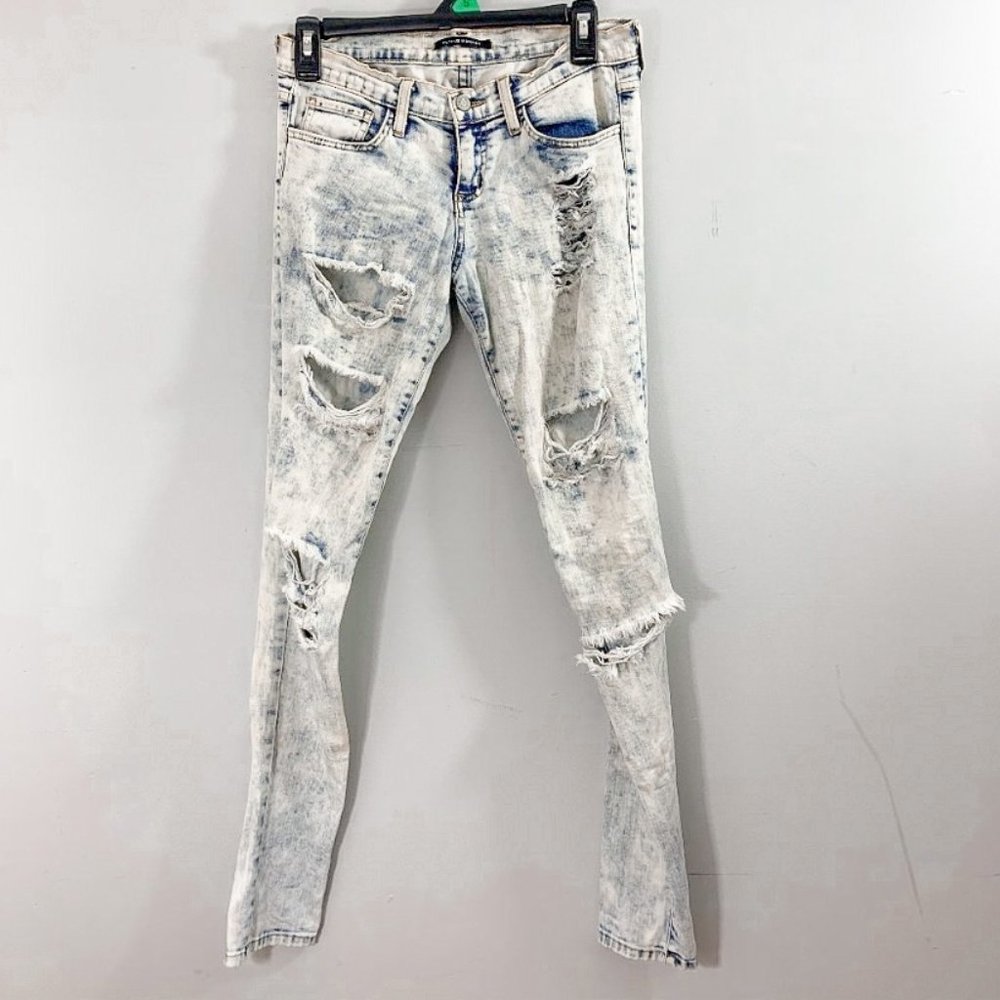 Flying Monkey Distressed Bleached White Wash Jeans